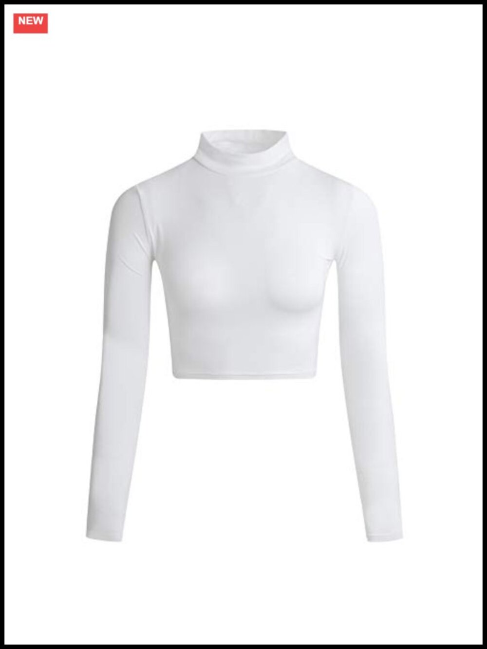 Long Sleeve Mock Neck Crop Top Stretch Cotton Base Layer Tee